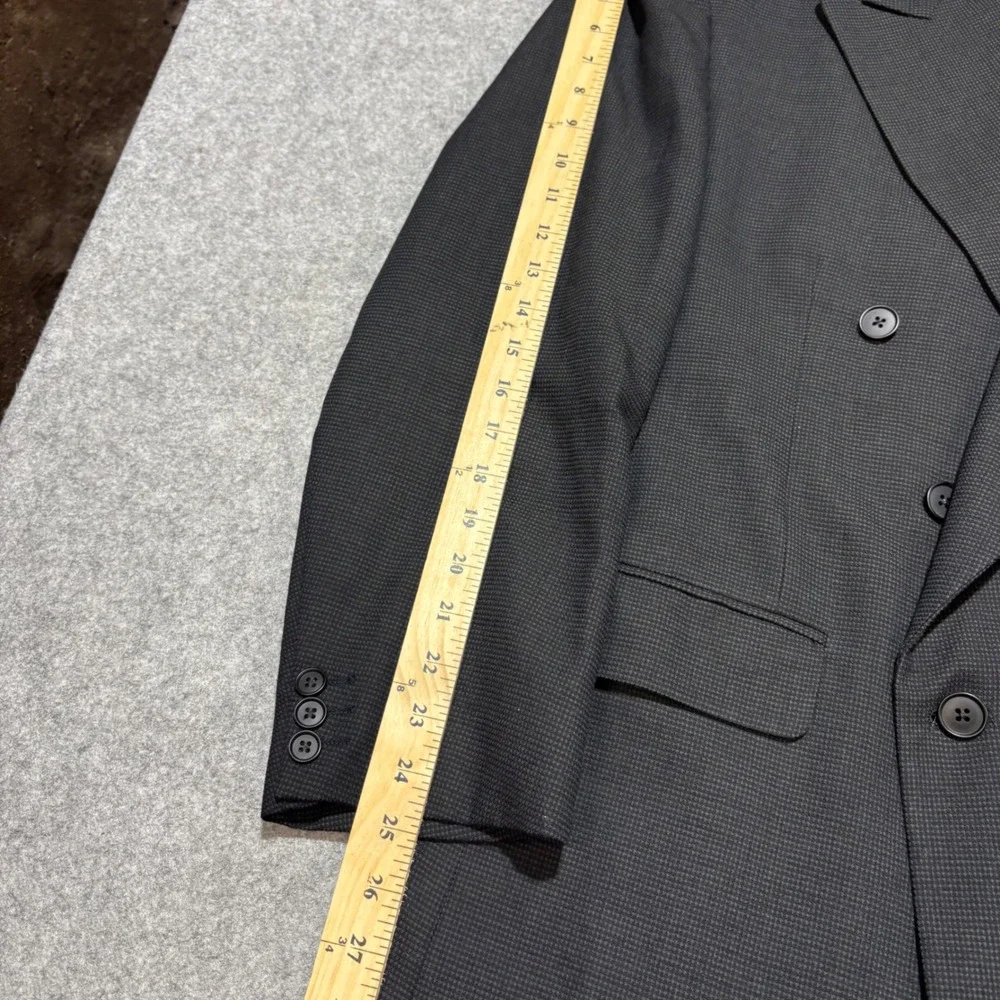 Yves Saint Laurent Mens Double Breasted Blazer Grey Micro Check Made in USA YSL